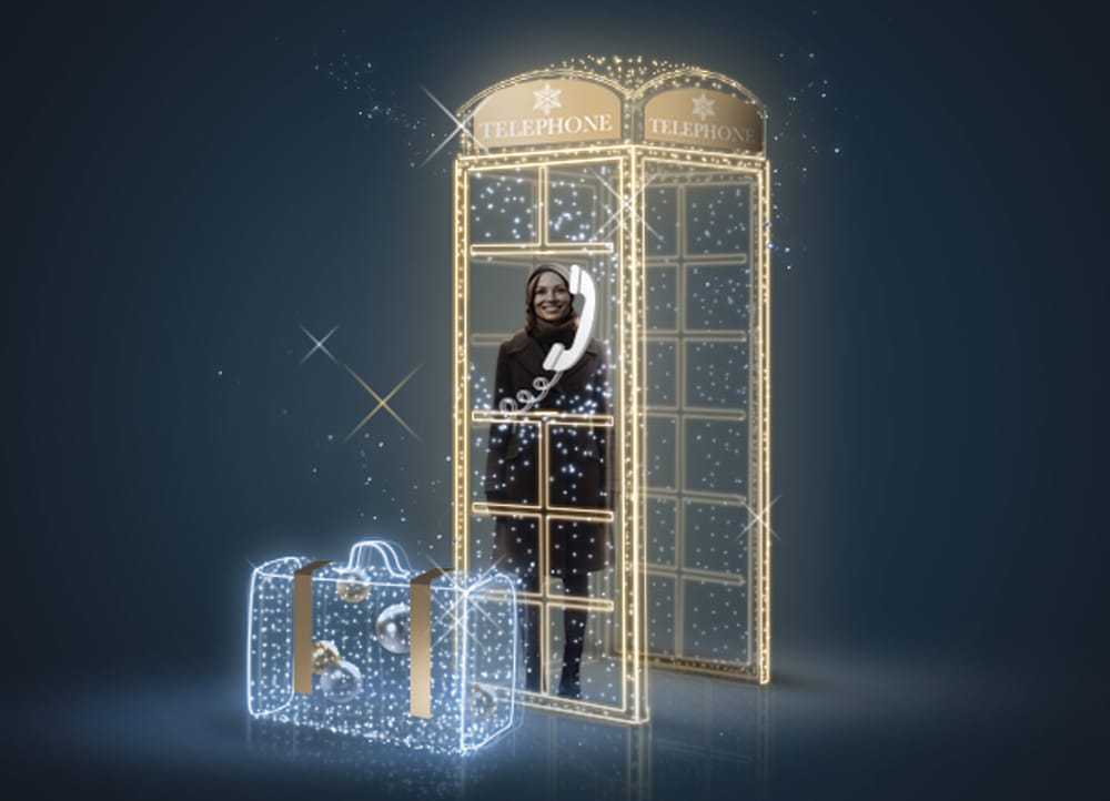 Booth and suitcase